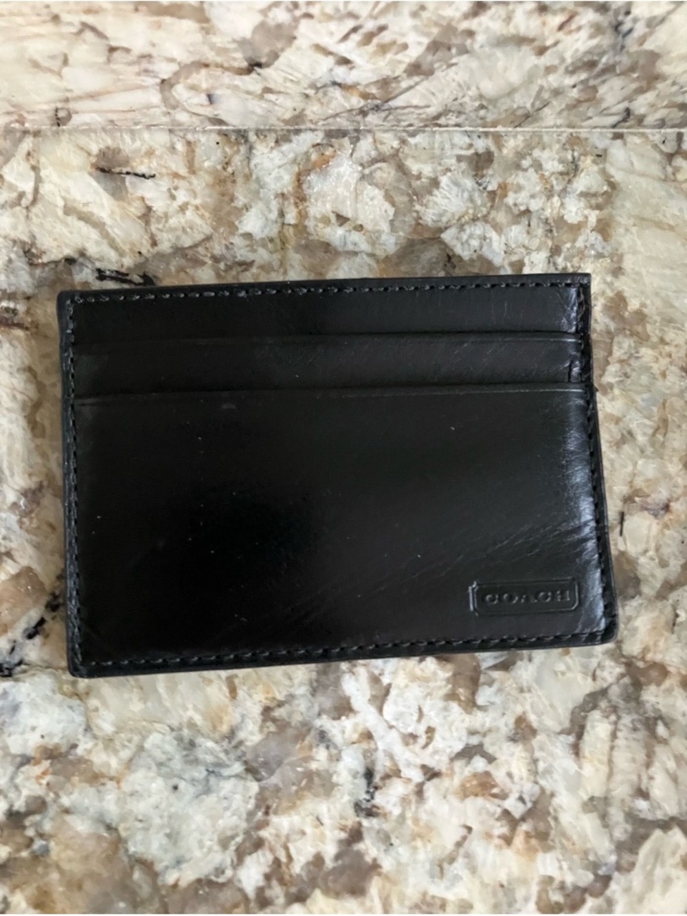 Coach Black Leather Card Case Wallet